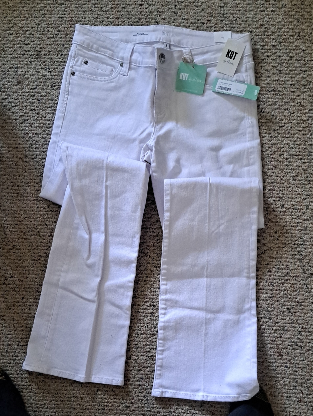 Kut from the Kloth White Wide Leg Jeans Natalie High Rise Bootcut 8